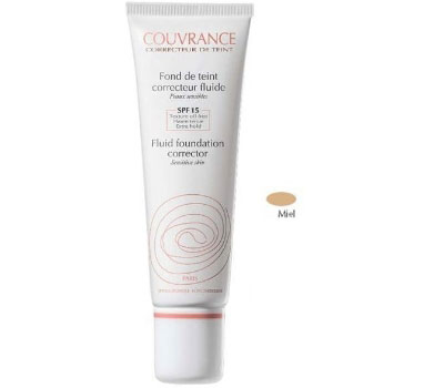 Couvrance Base Fluida Corretora Mel para pele sensível.
