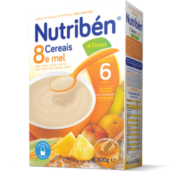 Nutriben Farinhas 8 Cereais Mel 4 Frutas 300 g