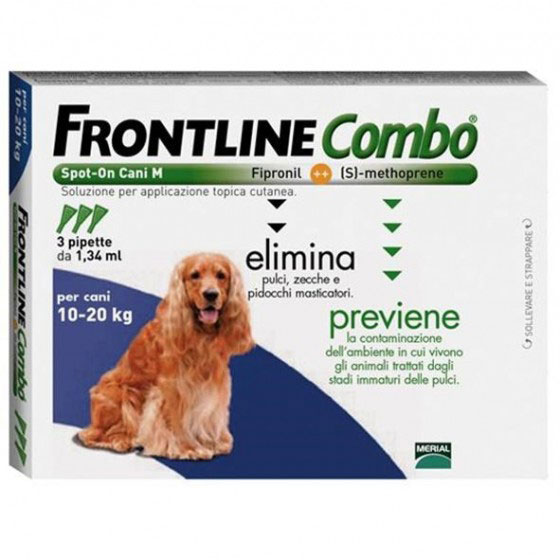 Frontline Combo Spot-On M 134 mg – Para cães 10 -20 Kg x 3